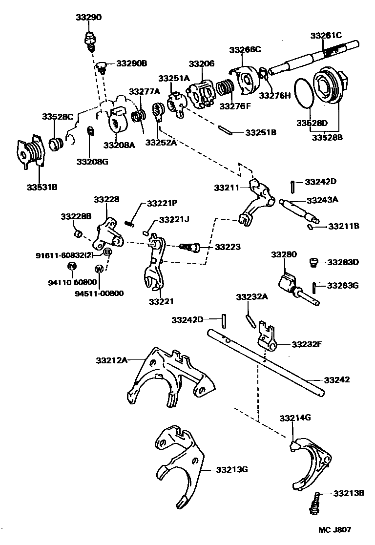 3307 — GEAR SHIFT FORK & LEVER SHAFT (MTM)