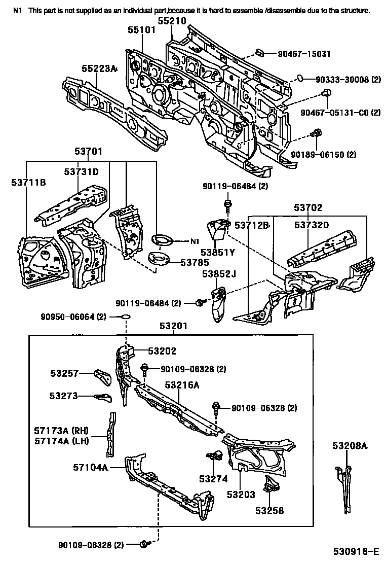 5304 — FRONT FENDER APRON & DASH PANEL