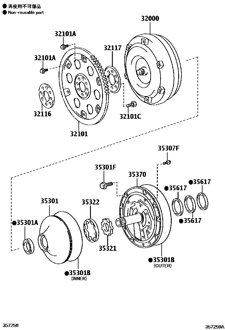 3502 — TORQUE CONVERTER, FRONT OIL PUMP & CHAIN (ATM)