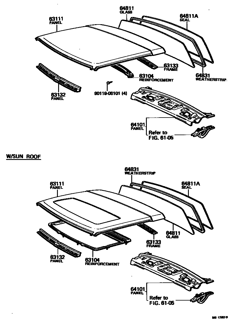 6104 — ROOF PANEL & BACK WINDOW GLASS