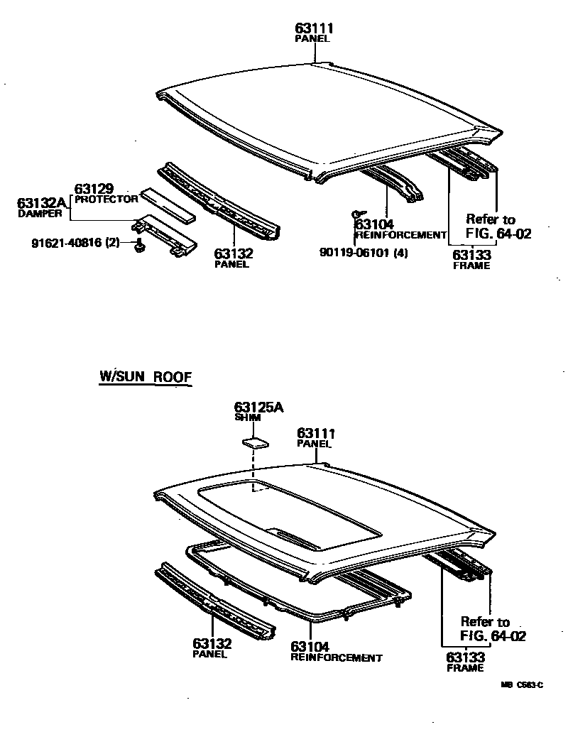 6104 — ROOF PANEL & BACK WINDOW GLASS