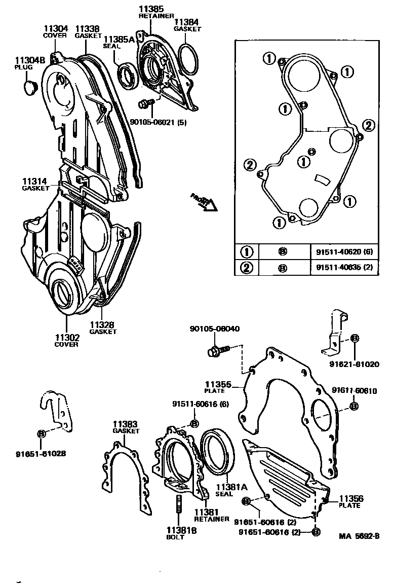 1106 — TIMING GEAR COVER & REAR END PLATE