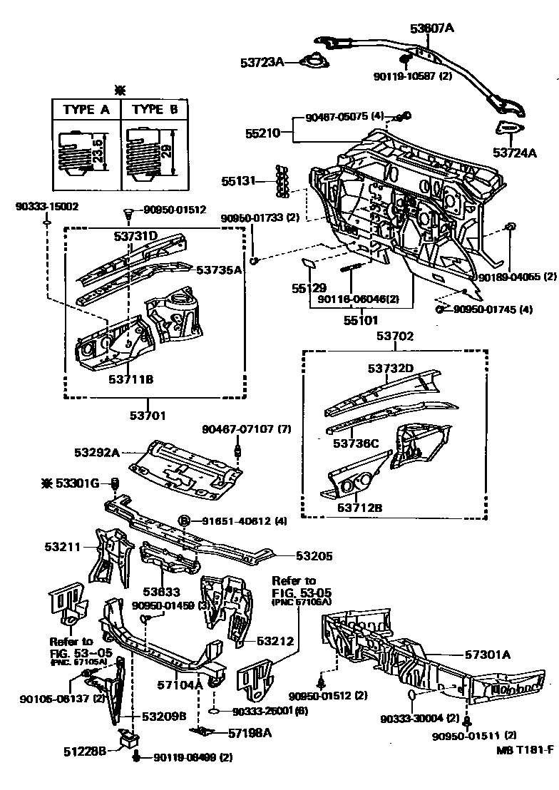5304 — FRONT FENDER APRON & DASH PANEL