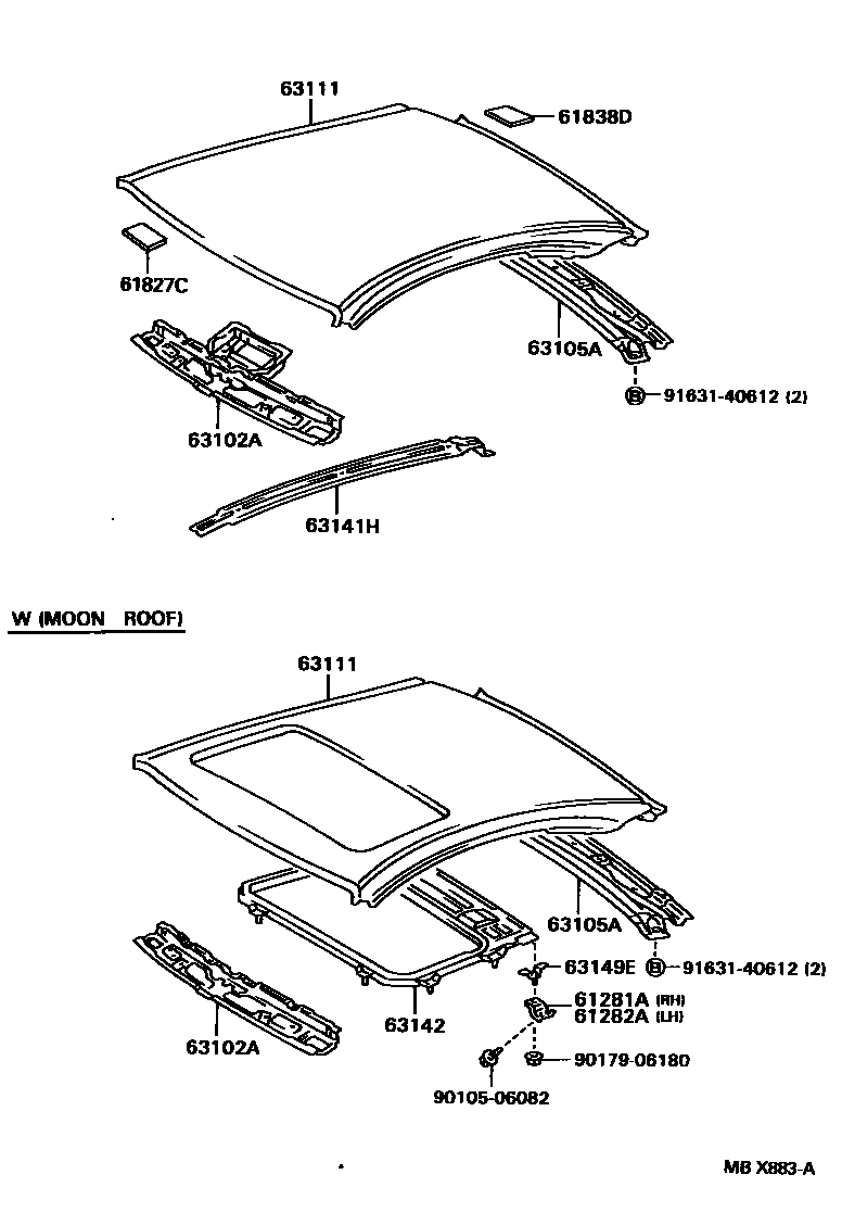 6104 — ROOF PANEL & BACK WINDOW GLASS