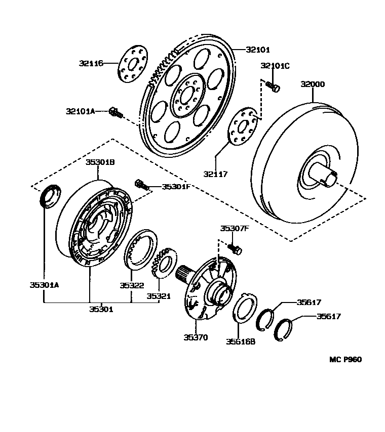 3502 — TORQUE CONVERTER, FRONT OIL PUMP & CHAIN (ATM)