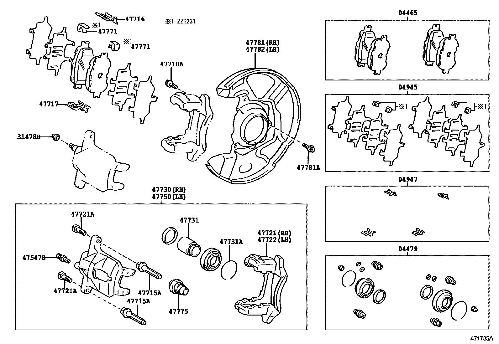 4705 — FRONT DISC BRAKE CALIPER & DUST COVER