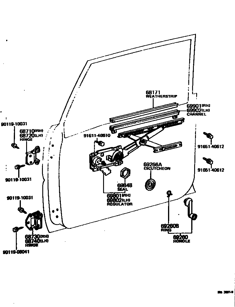 6704 — FRONT DOOR WINDOW REGULATOR & HINGE