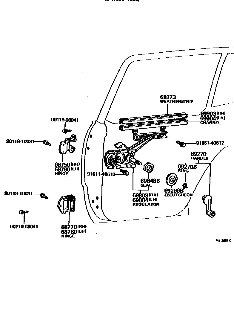 6707 — REAR DOOR WINDOW REGULATOR & HINGE