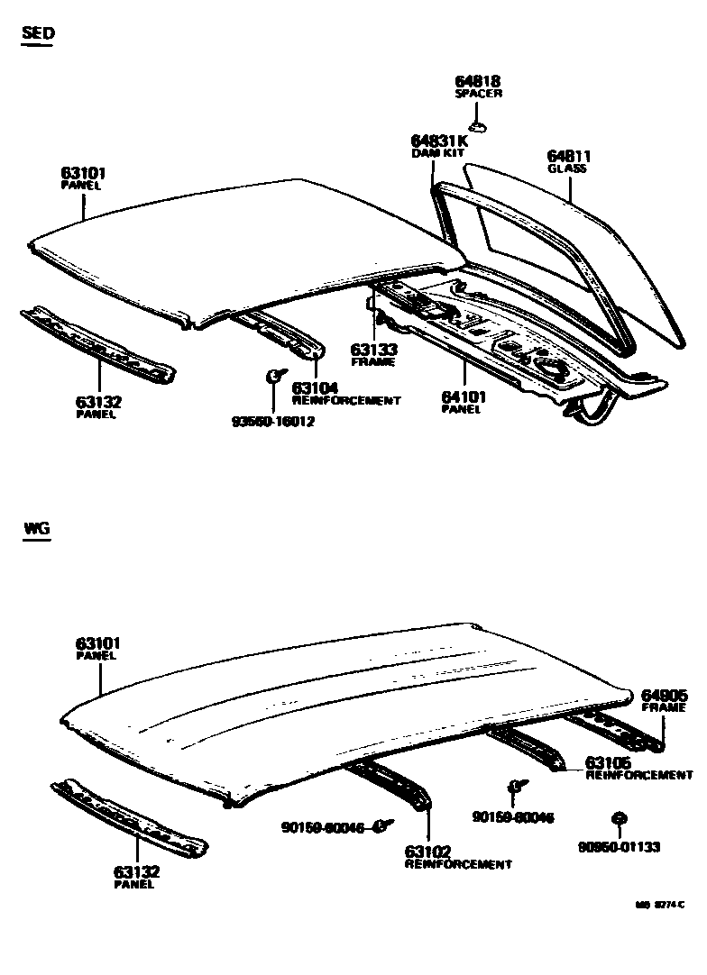 6104 — ROOF PANEL & BACK WINDOW GLASS