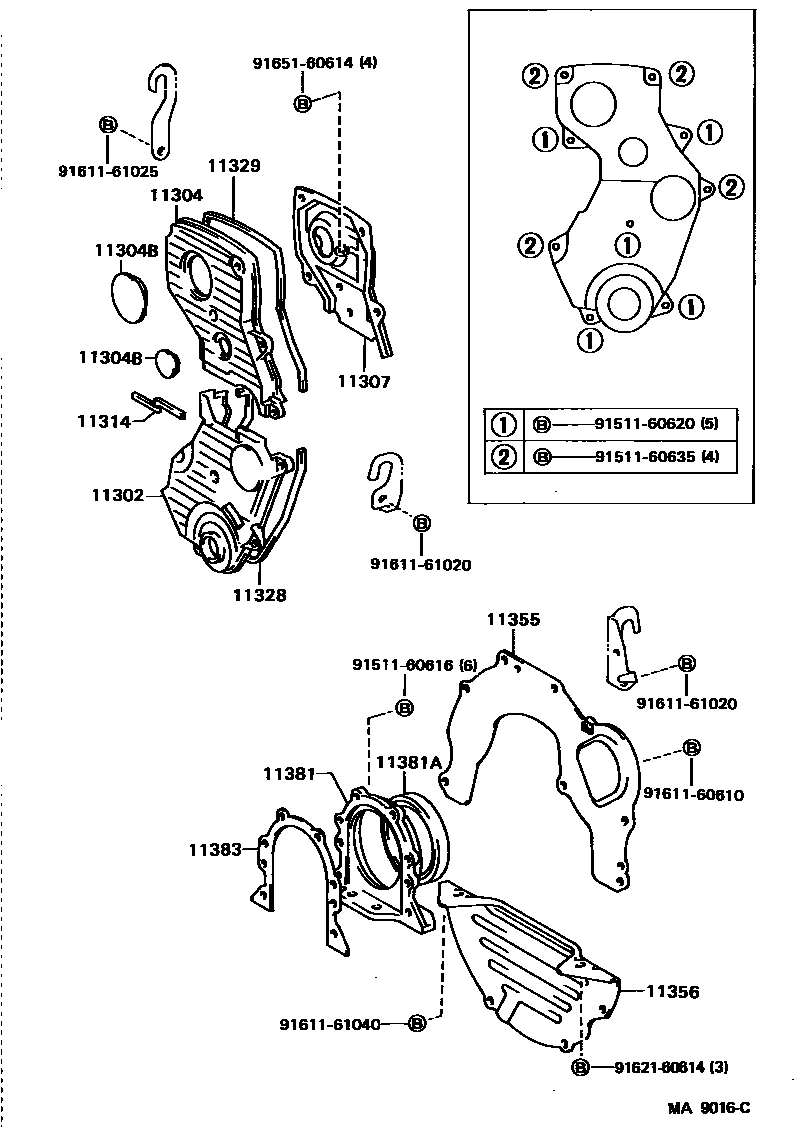 1106 — TIMING GEAR COVER & REAR END PLATE