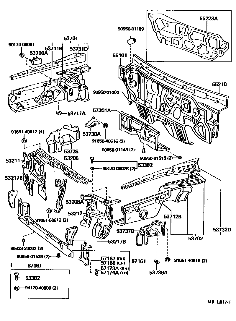 5304 — FRONT FENDER APRON & DASH PANEL