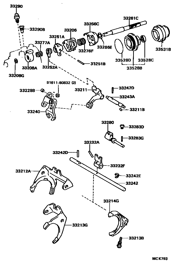 3307 — GEAR SHIFT FORK & LEVER SHAFT (MTM)