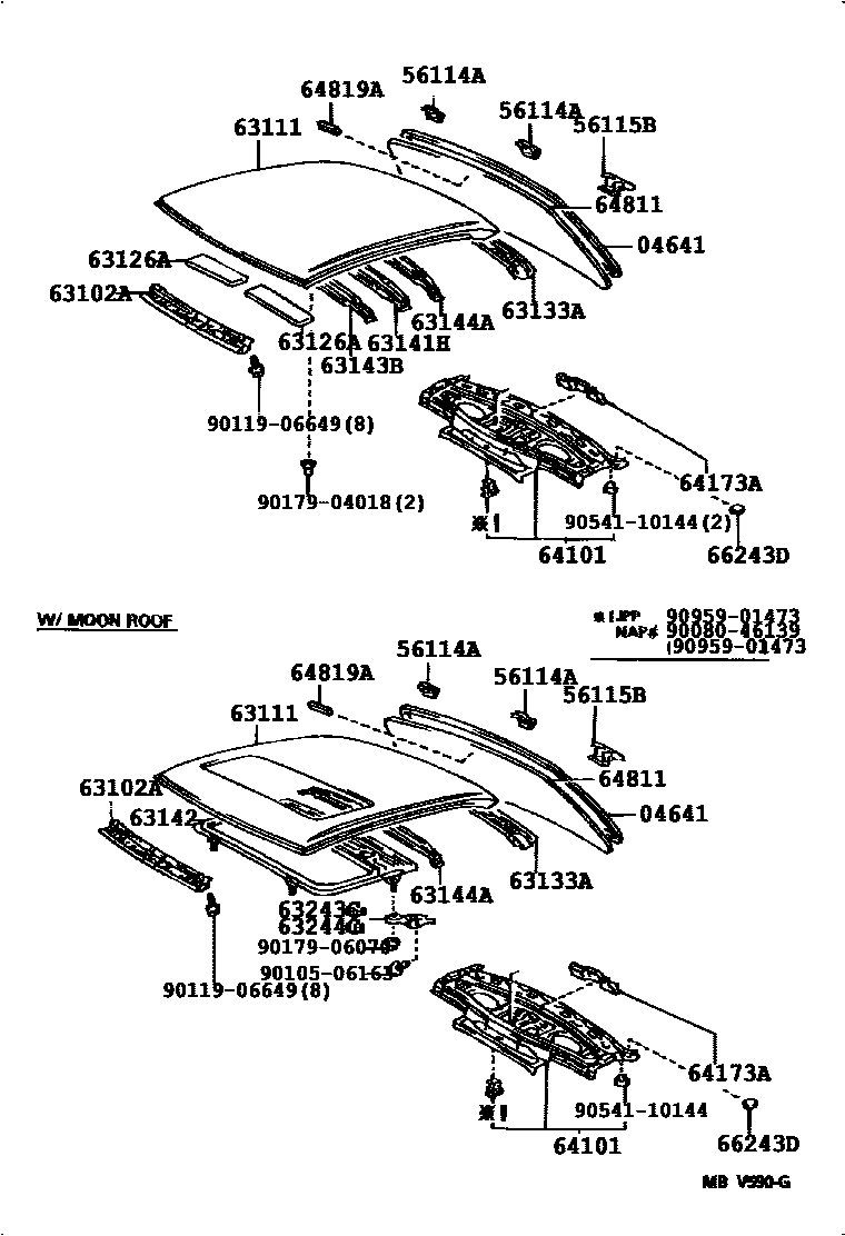 6104 — ROOF PANEL & BACK WINDOW GLASS
