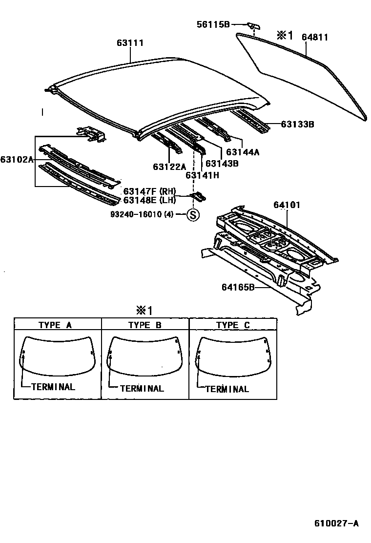 6104 — ROOF PANEL & BACK WINDOW GLASS