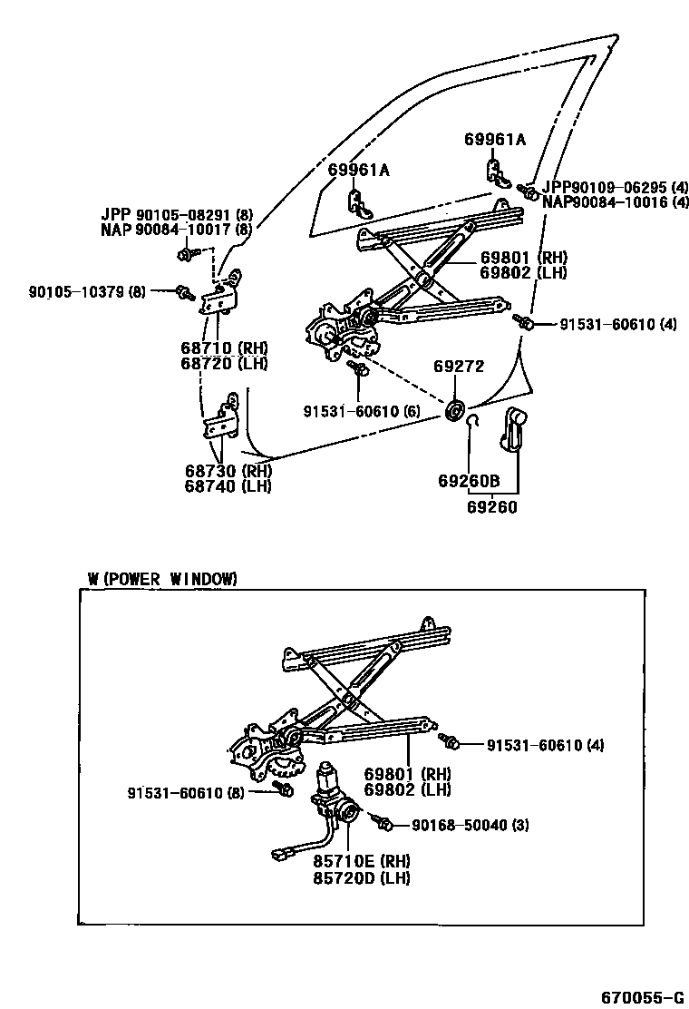 6704 — FRONT DOOR WINDOW REGULATOR & HINGE