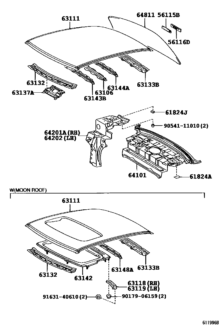 6104 — ROOF PANEL & BACK WINDOW GLASS
