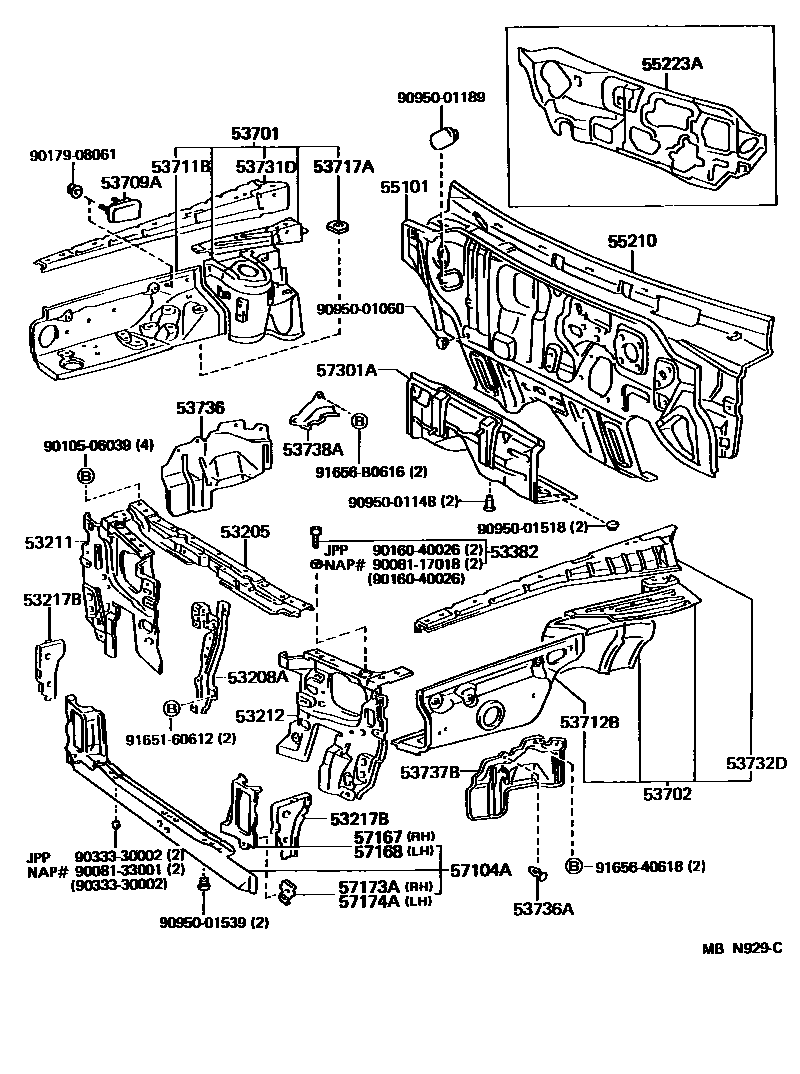 5304 — FRONT FENDER APRON & DASH PANEL