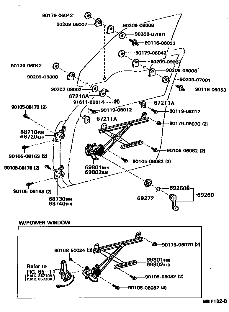 6704 — FRONT DOOR WINDOW REGULATOR & HINGE