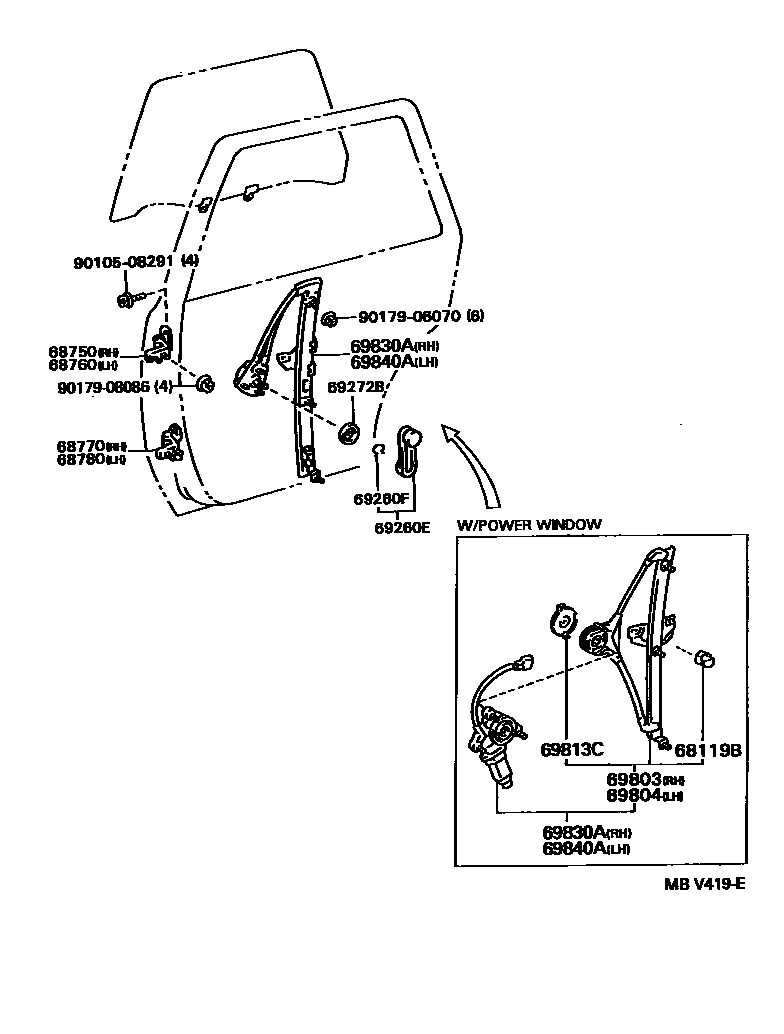 6707 — REAR DOOR WINDOW REGULATOR & HINGE