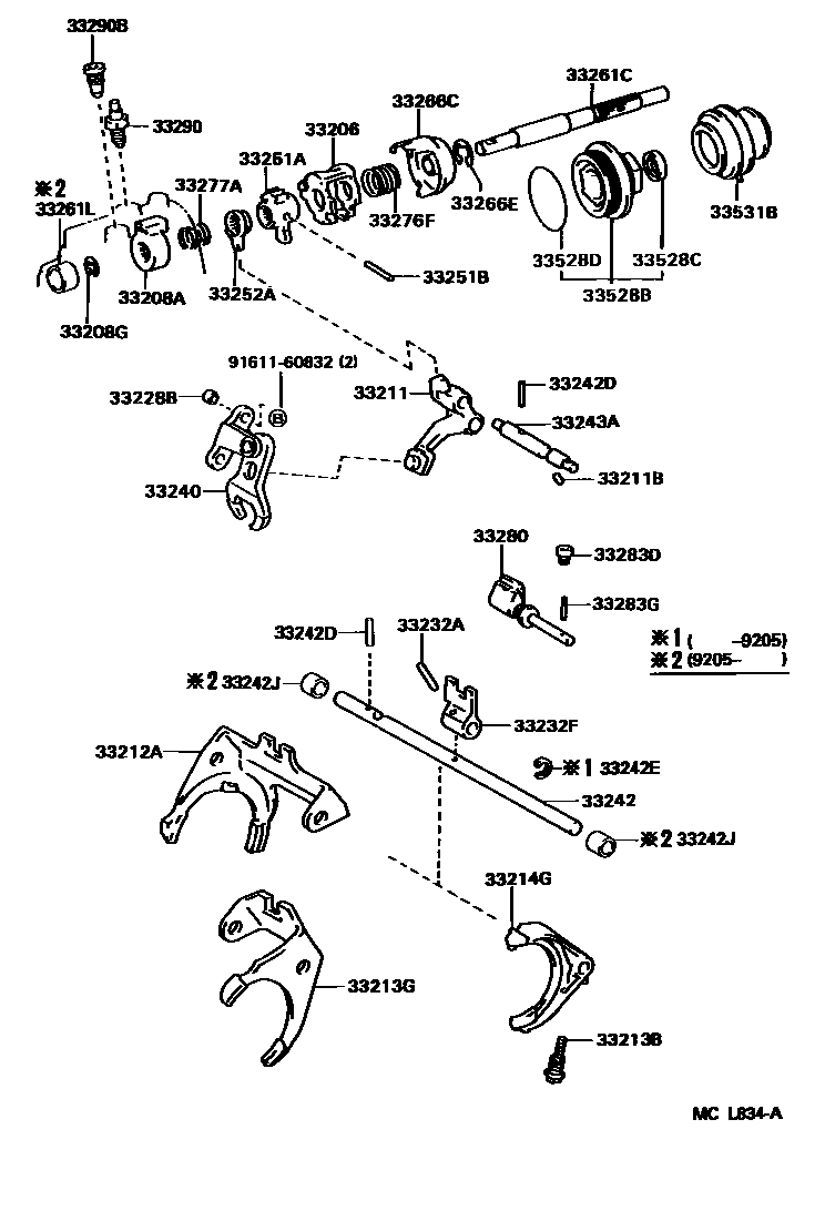 3307 — GEAR SHIFT FORK & LEVER SHAFT (MTM)