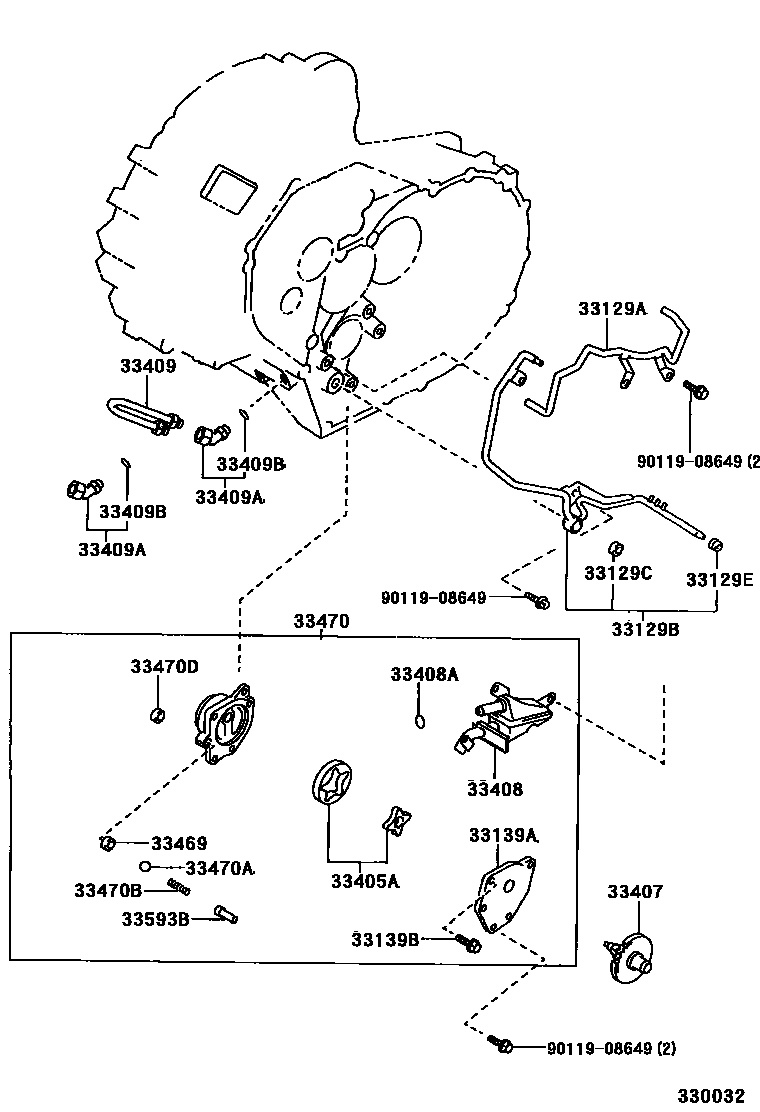 3308 — OIL PUMP, OIL COOLER & PIPE (MTM)