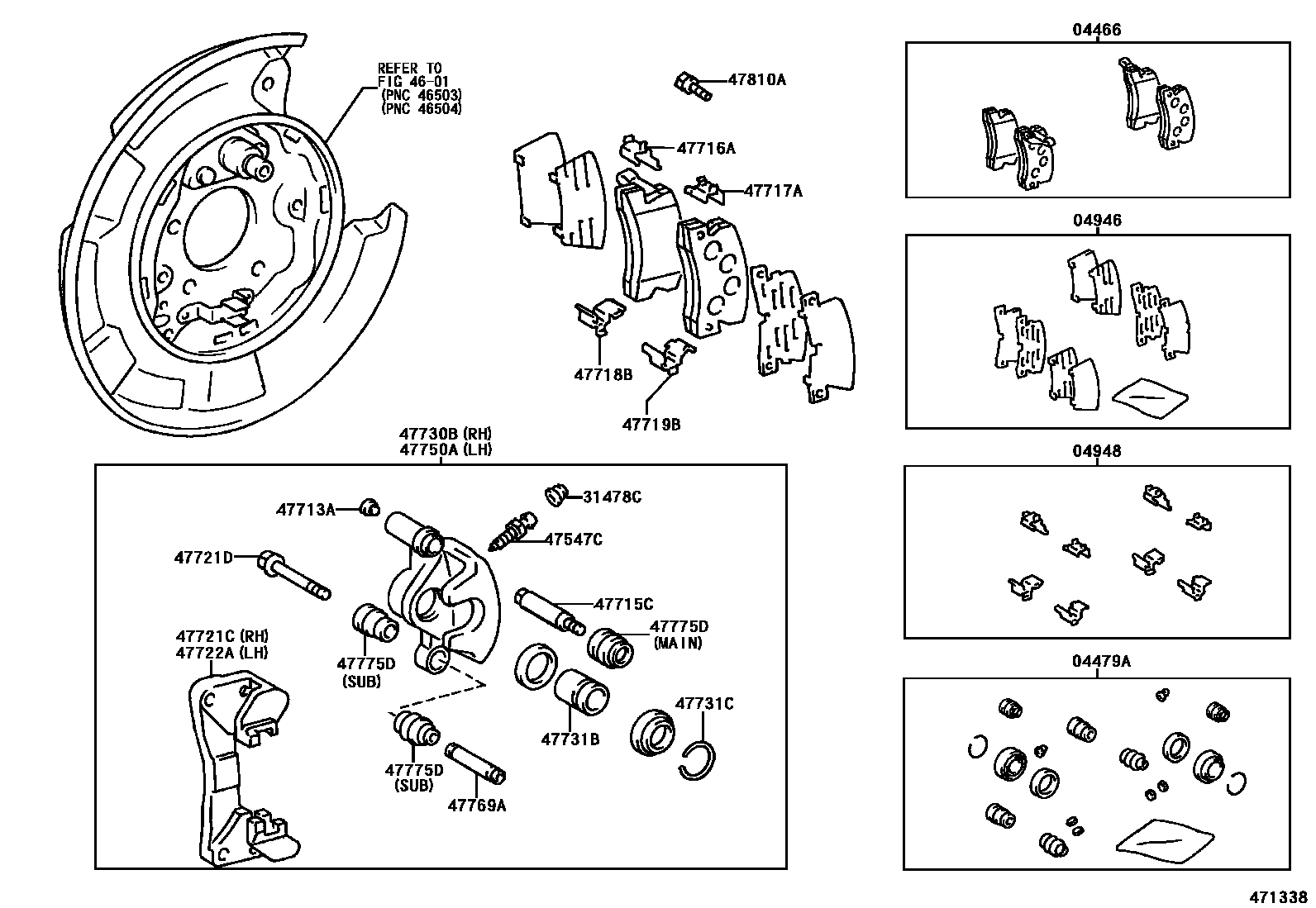 4707 — REAR DISC BRAKE CALIPER & DUST COVER