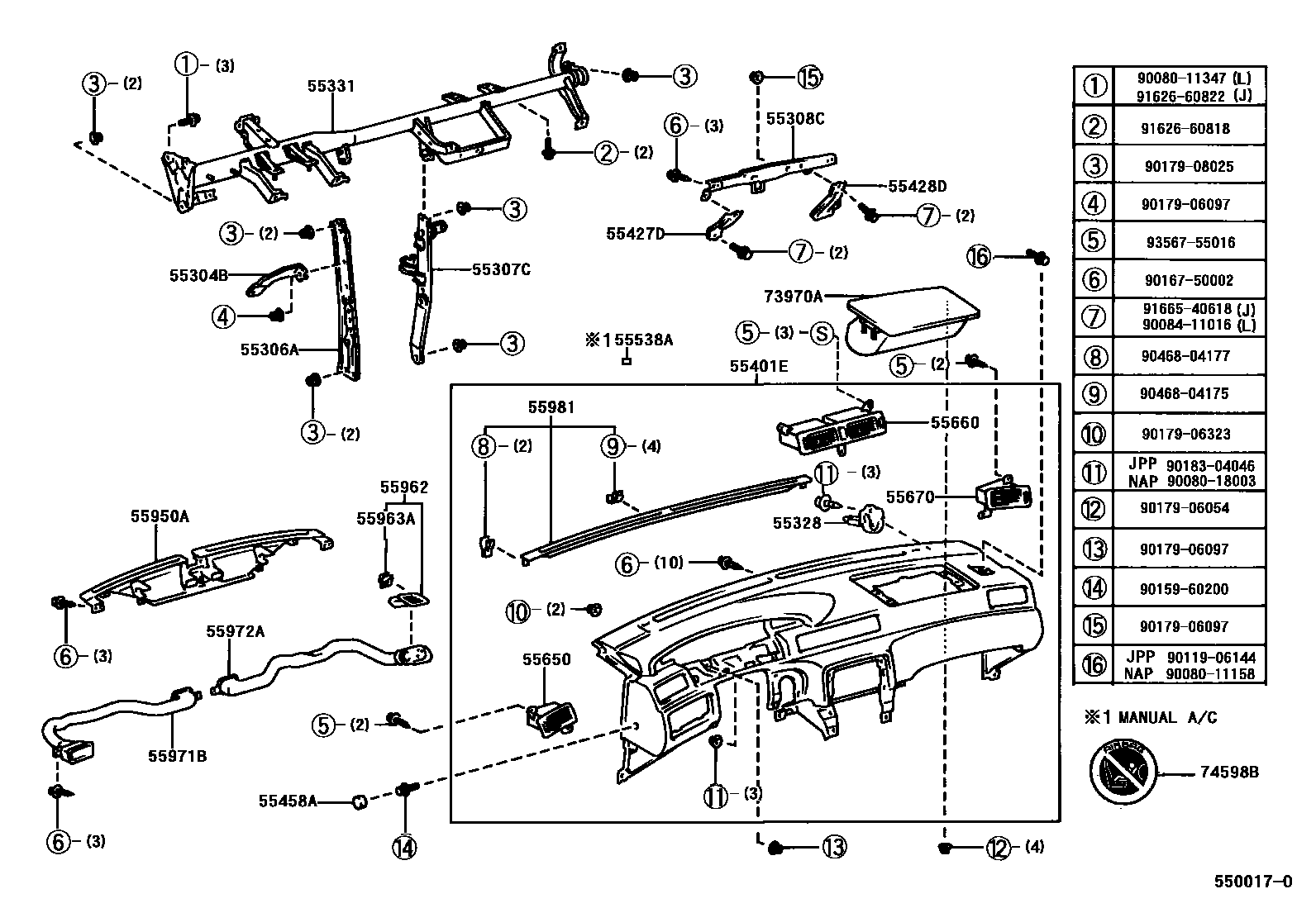 5501 — INSTRUMENT PANEL & GLOVE COMPARTMENT