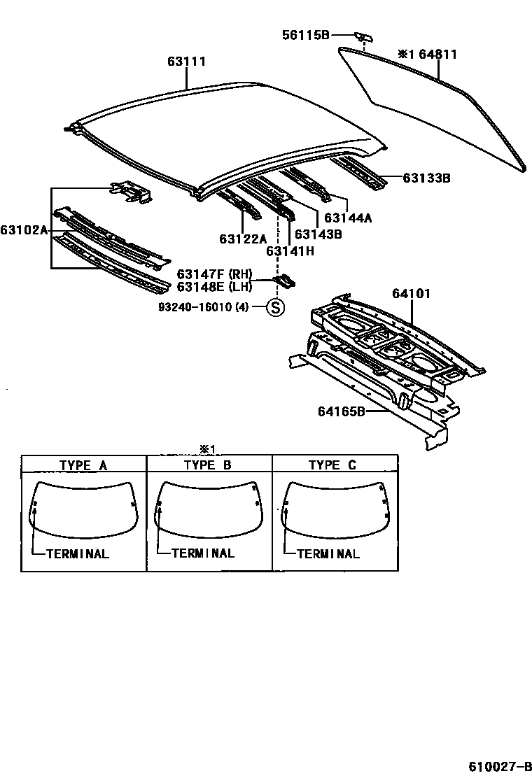 6104 — ROOF PANEL & BACK WINDOW GLASS