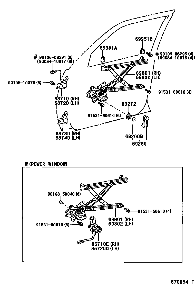 6704 — FRONT DOOR WINDOW REGULATOR & HINGE