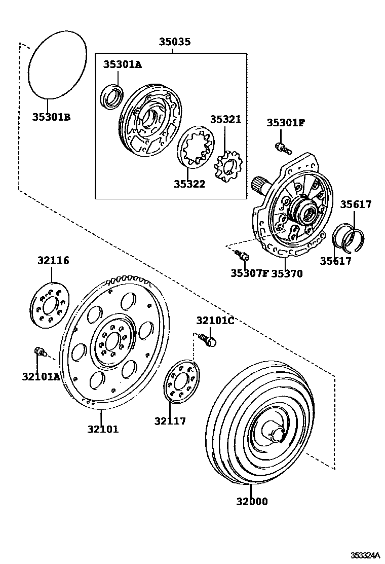 3502 — TORQUE CONVERTER, FRONT OIL PUMP & CHAIN (ATM)