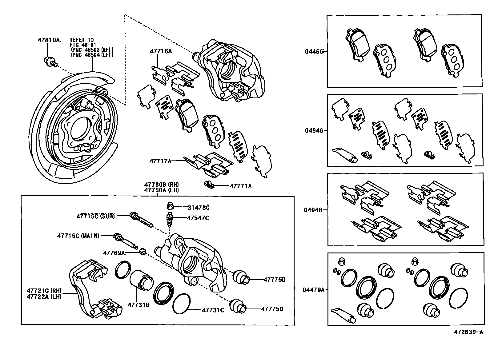 4707 — REAR DISC BRAKE CALIPER & DUST COVER