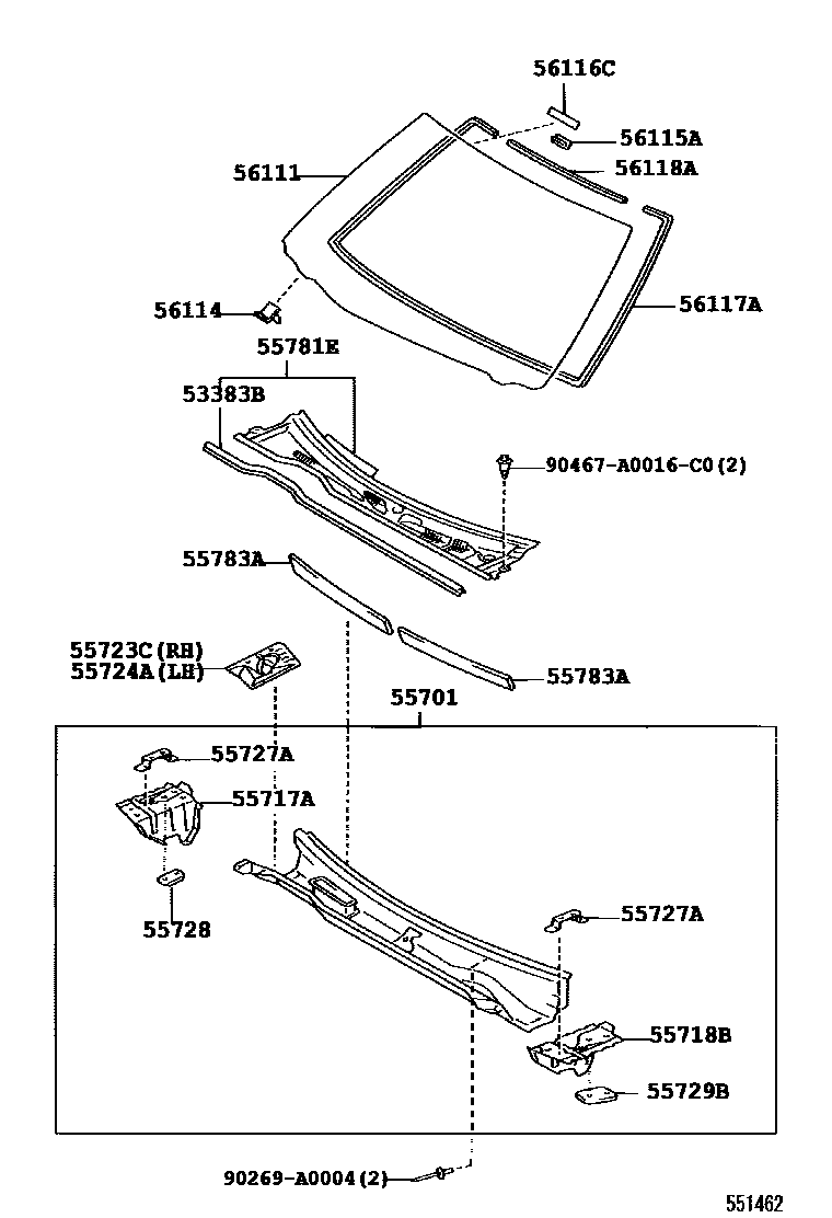 5503 — COWL PANEL & WINDSHIELD GLASS