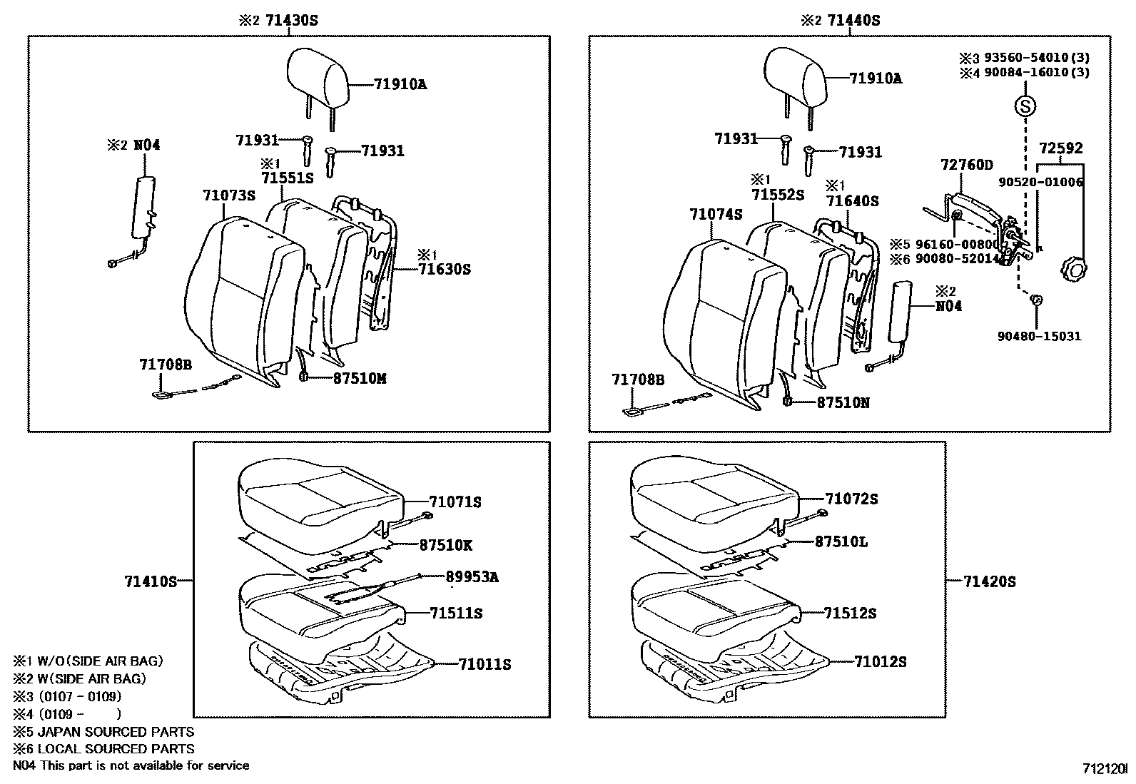 7101 — FRONT SEAT & SEAT TRACK
