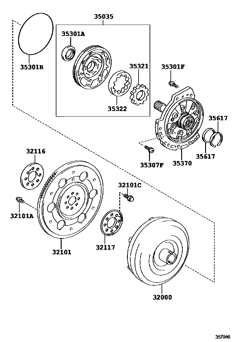 3502 — TORQUE CONVERTER, FRONT OIL PUMP & CHAIN (ATM)