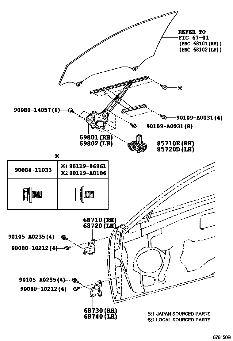 6704 — FRONT DOOR WINDOW REGULATOR & HINGE