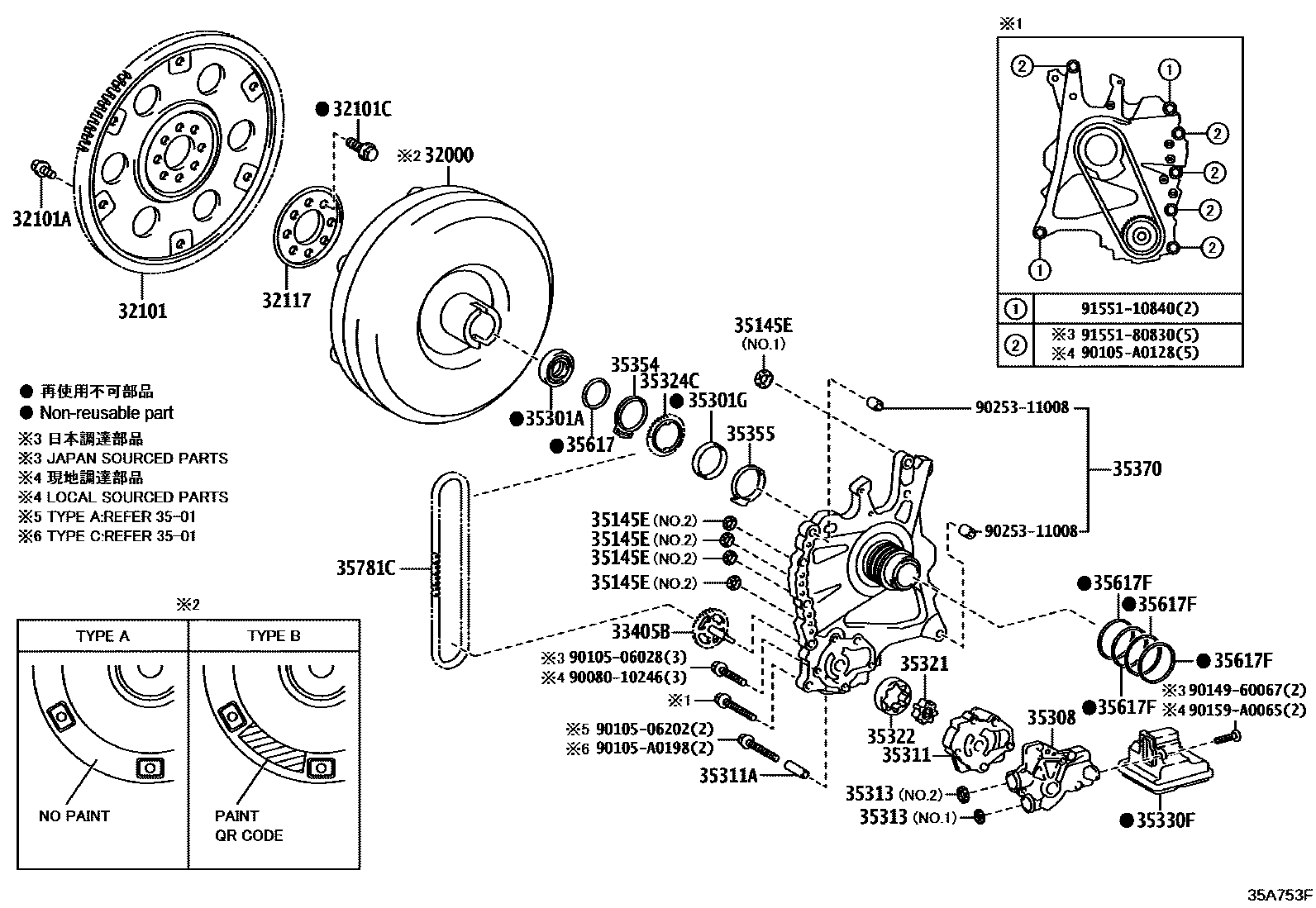 3502 — TORQUE CONVERTER, FRONT OIL PUMP & CHAIN (ATM)