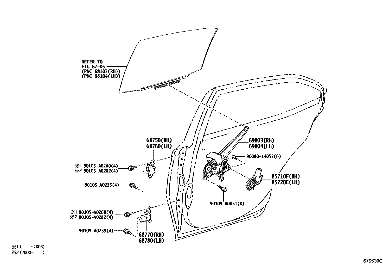 6707 — REAR DOOR WINDOW REGULATOR & HINGE