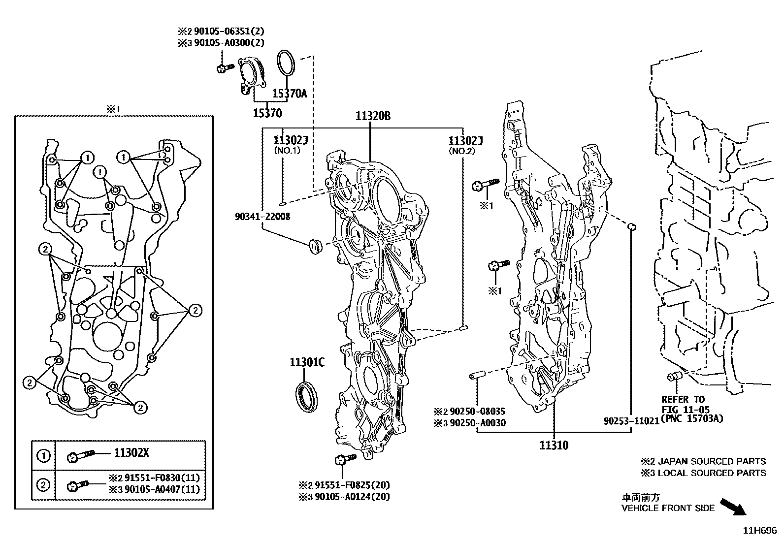 1106 — TIMING GEAR COVER & REAR END PLATE