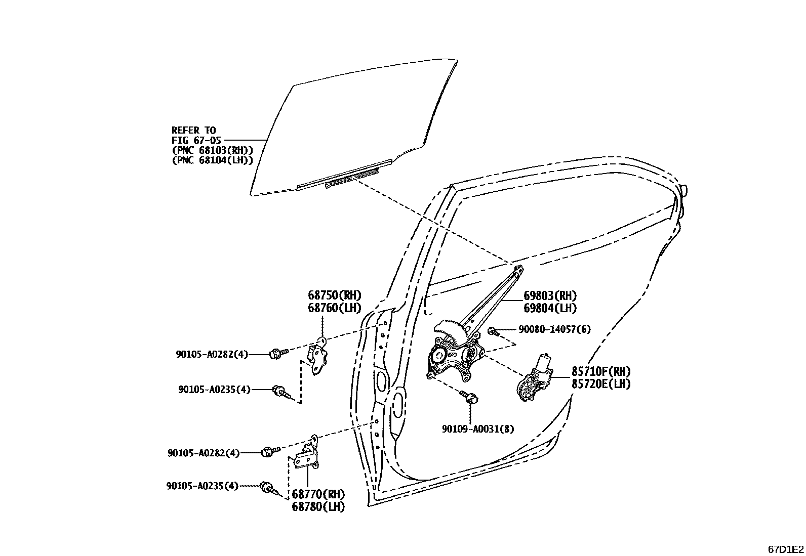 6707 — REAR DOOR WINDOW REGULATOR & HINGE