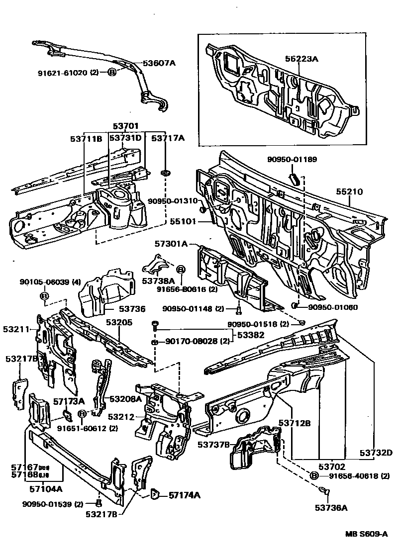 5304 — FRONT FENDER APRON & DASH PANEL