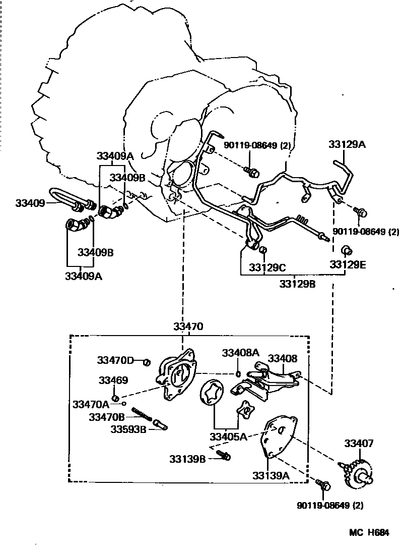 3308 — OIL PUMP, OIL COOLER & PIPE (MTM)