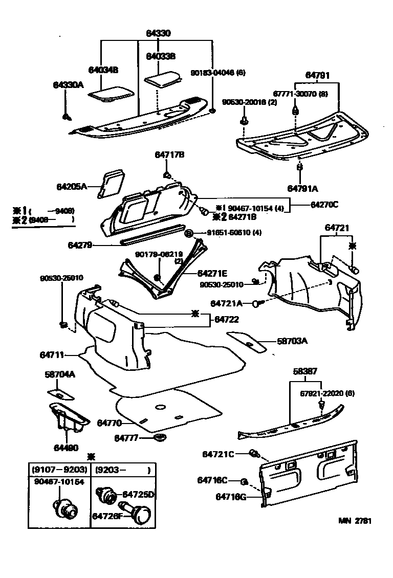 6403 — PACKAGE TRAY PANEL & LUGGAGE COMPARTMENT MAT