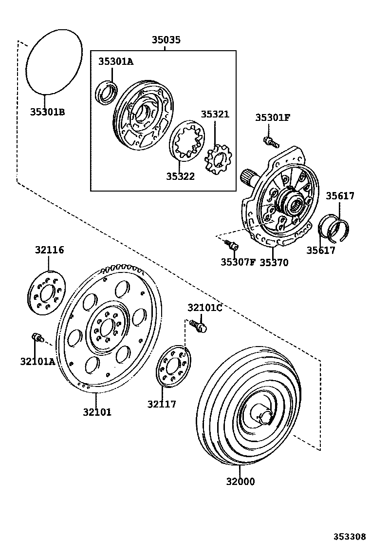 3502 — TORQUE CONVERTER, FRONT OIL PUMP & CHAIN (ATM)