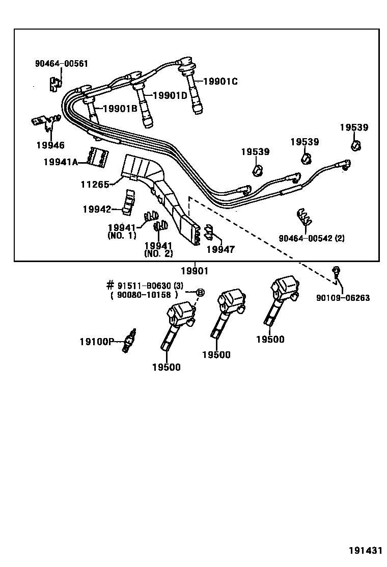 1901 — IGNITION COIL & SPARK PLUG / GLOW PLUG