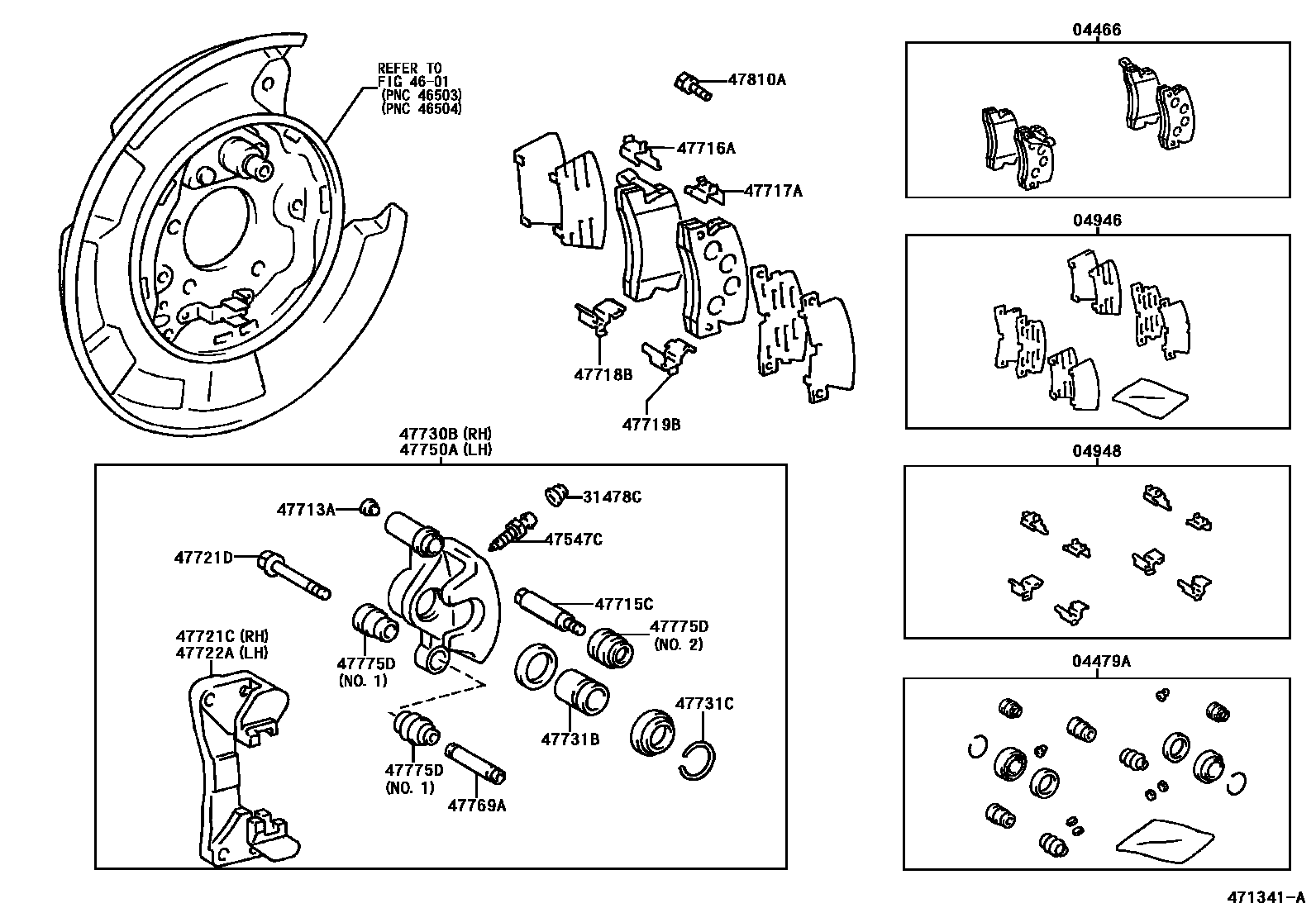 4707 — REAR DISC BRAKE CALIPER & DUST COVER