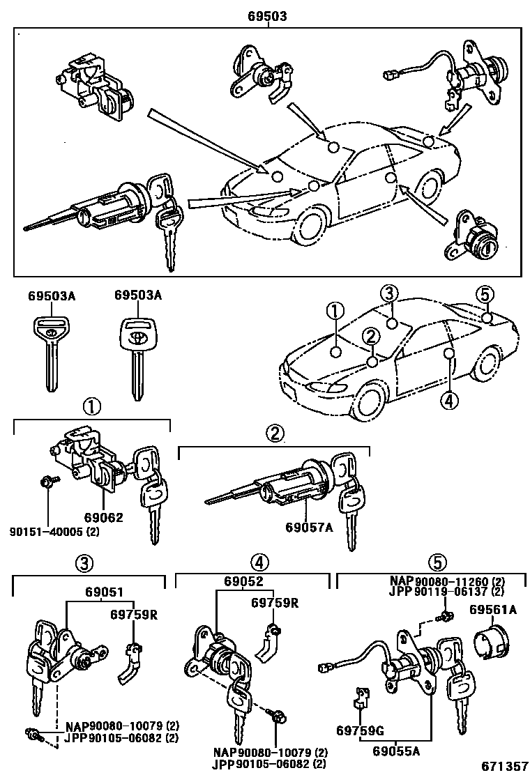 6712 — LOCK CYLINDER SET