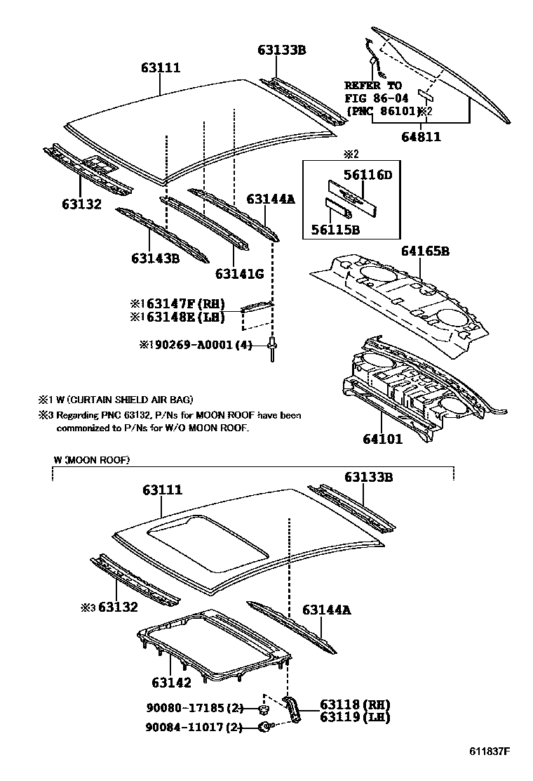 6104 — ROOF PANEL & BACK WINDOW GLASS
