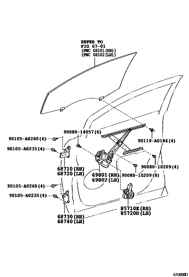 6704 — FRONT DOOR WINDOW REGULATOR & HINGE