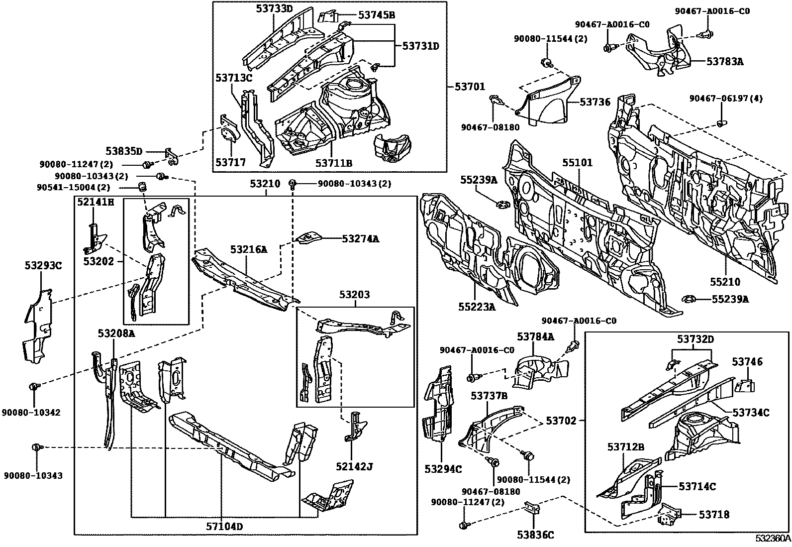 5304 — FRONT FENDER APRON & DASH PANEL