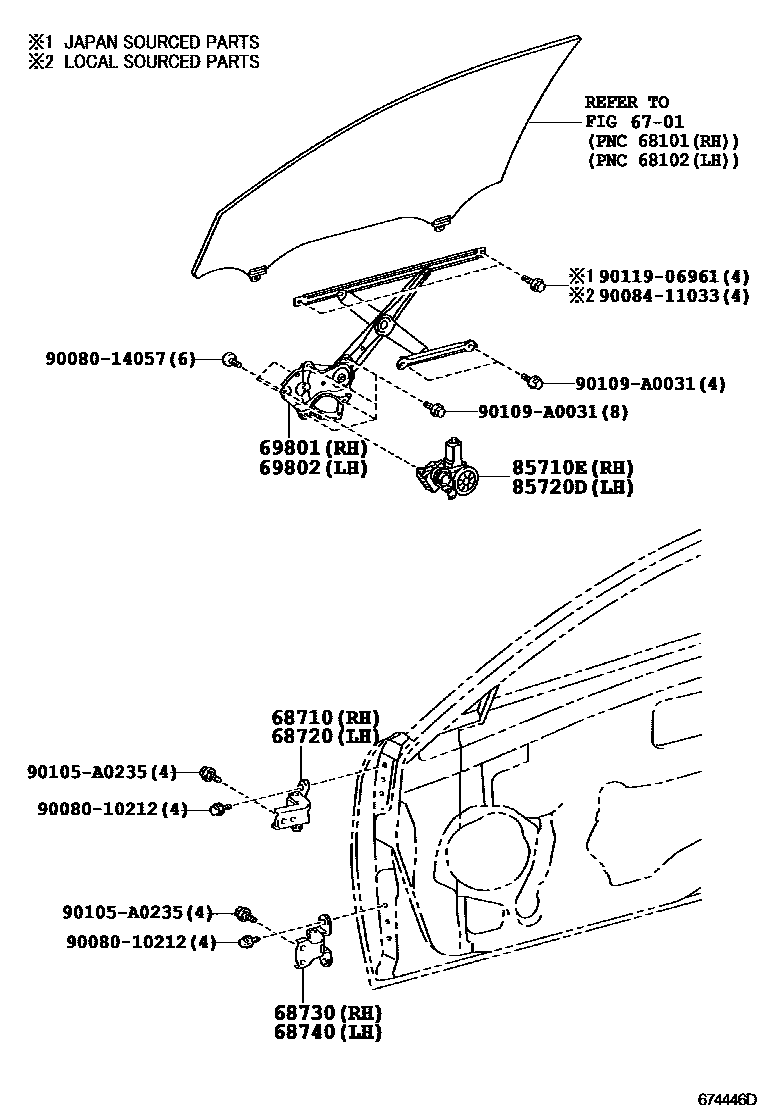 6704 — FRONT DOOR WINDOW REGULATOR & HINGE